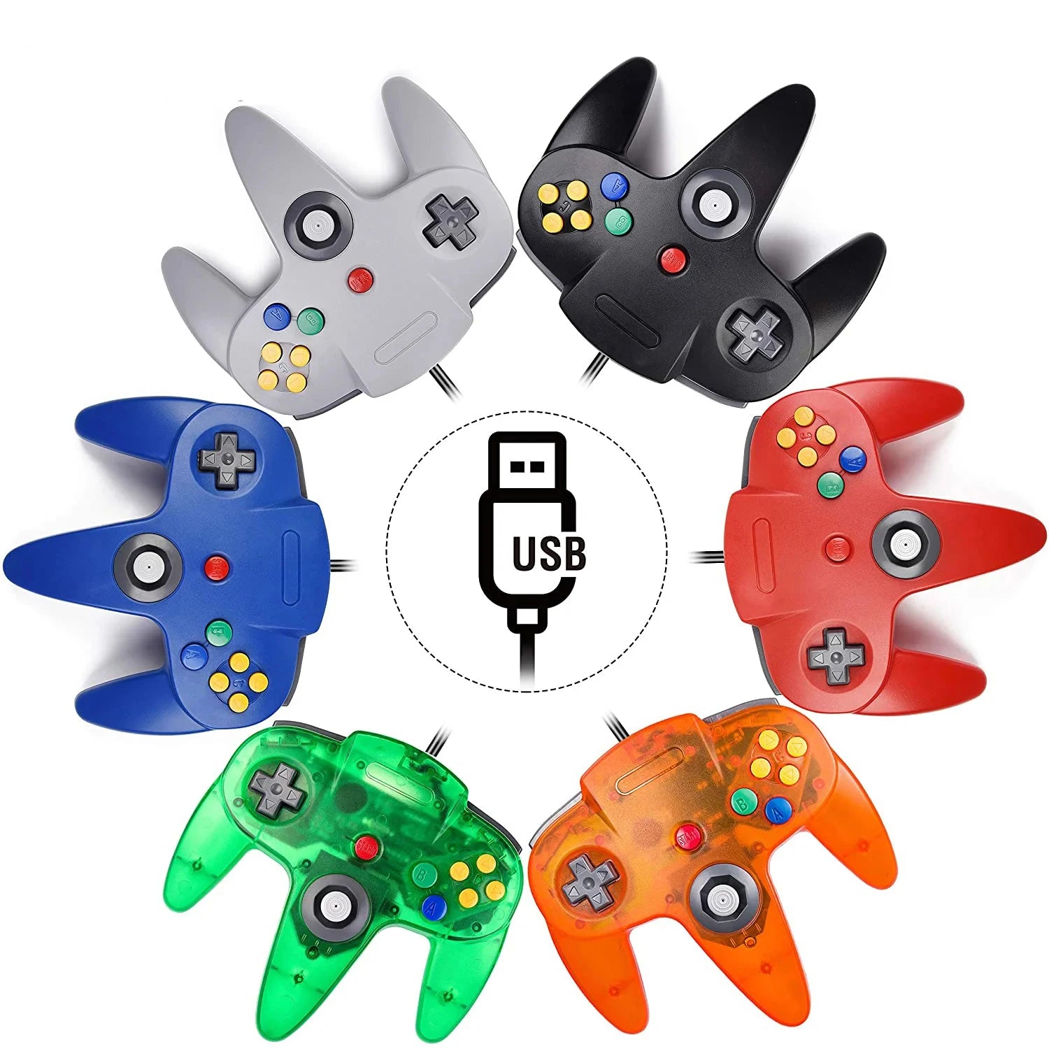 N64 USB Wired Controller Gamepad Joystick for Classic Video Game Controller Retro Games for Mac Computer Windows PC