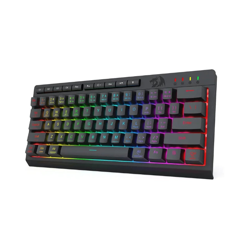 Redragon K522 PRO 60% Wireless RGB Membrane Gaming Keyboard, 3 Mode Compact 61 Keys Linear Mechanical-Feel Switch Keyboard